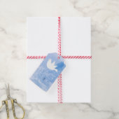 Vrede, liefde en blijdschap blauw waterverf kerst cadeaulabel (Met Touw)