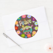 Vrede, liefde en bloem in de jaren '60 ronde sticker (Envelop)