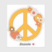 Vrede, Liefde en Bloem Waterdicht Sticker (Vel)