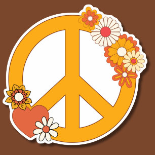 Vrede, Liefde en Bloem Waterdicht Sticker