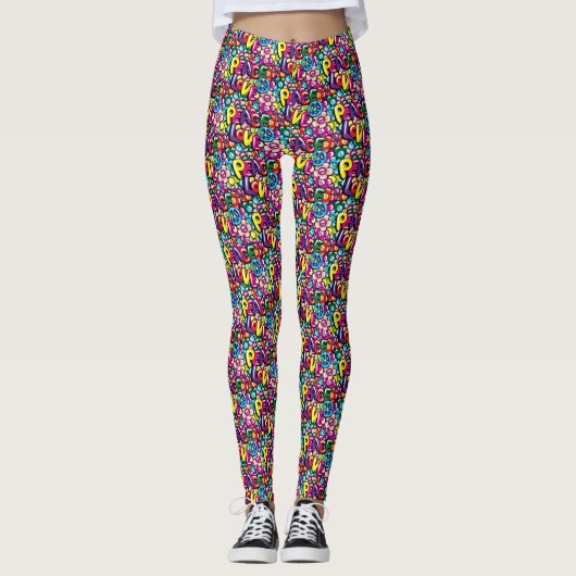 Vrede, liefde en bloemen leggings (Voorkant)