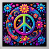 Vrede, liefde en bloemen poster (Voorkant)