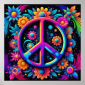 Vrede, liefde en bloemen poster (Voorkant)