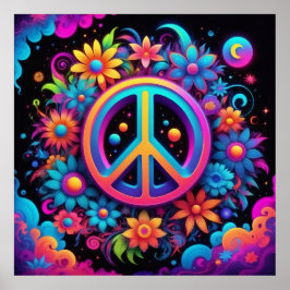 Vrede, liefde en bloemen poster