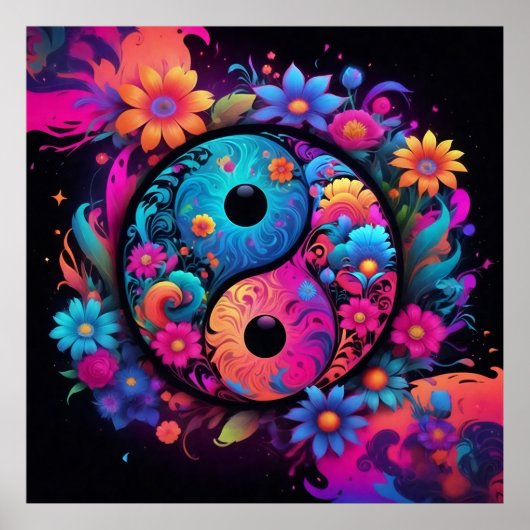 Vrede, liefde en bloemen - poster (Voorkant)