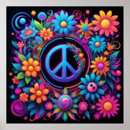 Vrede, liefde en bloemen poster