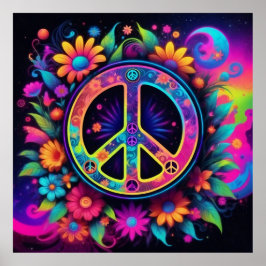 Vrede, liefde en bloemen poster