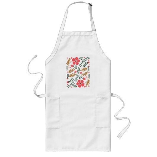 Vrede Liefde en Bloemen Retro Boho Bloemstuk Lang Schort (Voorkant)