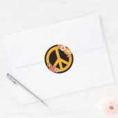 Vrede, liefde en bloemen ronde sticker (Envelop)