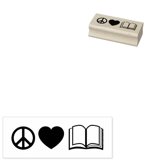 Vrede, liefde en boeken Kunststempel Rubberstempel (Gestempeld)