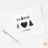 VREDE LIEFDE EN BOMEN! RONDE STICKER (Envelop)