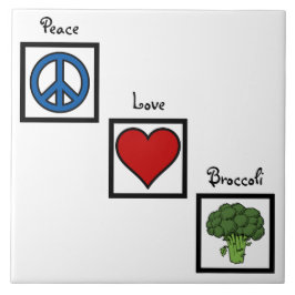 Vrede Liefde en Broccoli Symbolen Tegeltje