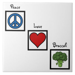 Vrede Liefde en Broccoli Symbolen Tegeltje