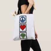 Vrede Liefde en Broccoli Symbolen Tote Bag (Dichtbij)