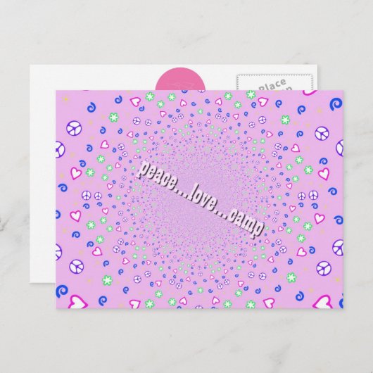 Vrede, liefde en campagne briefkaart (Voorkant / Achterkant)
