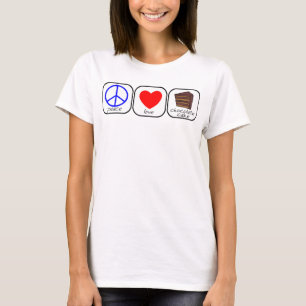 Vrede, liefde en chocoladeke t-shirt