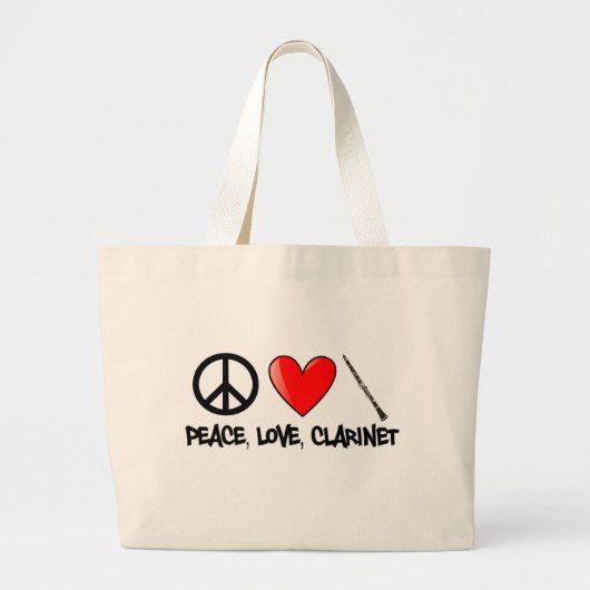 Vrede, liefde en Clarinet Grote Tote Bag (Voorkant)
