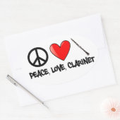 Vrede, liefde en Clarinet Ovale Sticker (Envelop)