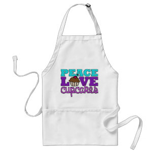 Vrede, liefde en cupcakes! Apron-Paars Standaard Schort
