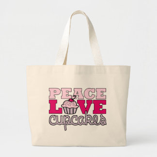 Vrede, liefde en cupcakes! grote tote bag