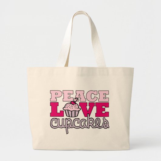 Vrede, liefde en cupcakes! grote tote bag (Voorkant)
