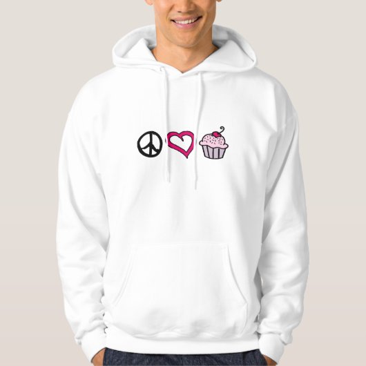 Vrede, liefde en cupcakes! hoodie (Voorkant)