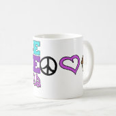 Vrede, liefde en cupcakes! Mok Paars (Voorkant rechts)