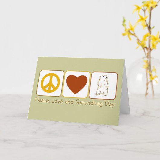Vrede, Liefde en Dag Groundhog Kaart (Gele Bloem)