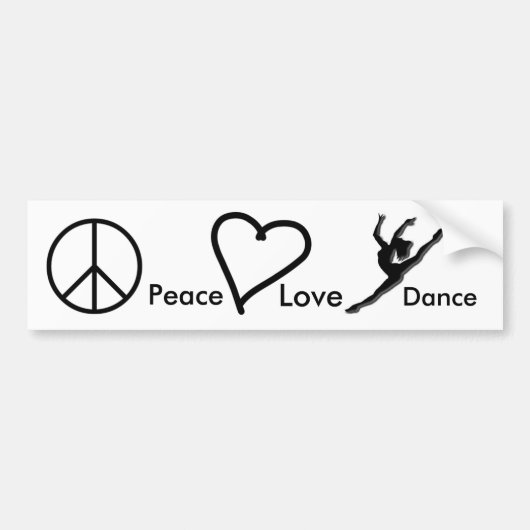 Vrede, liefde en dans bumpersticker (Voorkant)