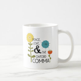 Vrede, Liefde en de Oxford Comma Retro Floral Mok
