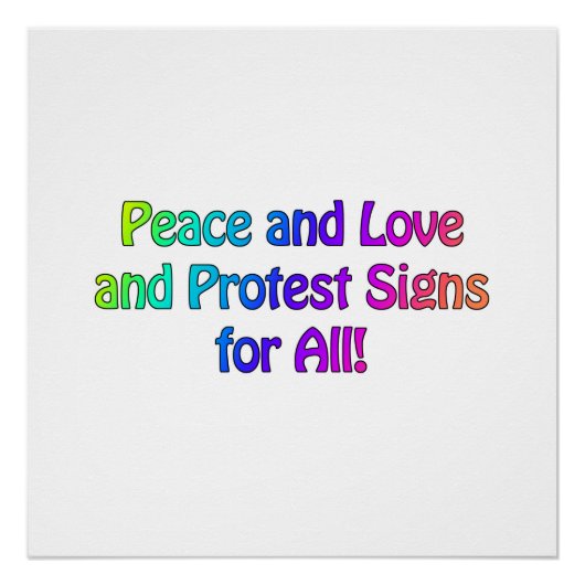 Vrede, liefde en demonstraties voor iedereen poster (Voorkant)