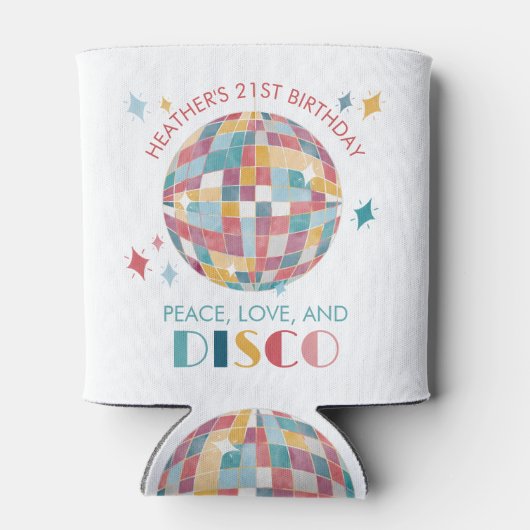 Vrede, Liefde, en Disco Verjaardagsfeestje Custom Blikjeskoeler (Achterkant)