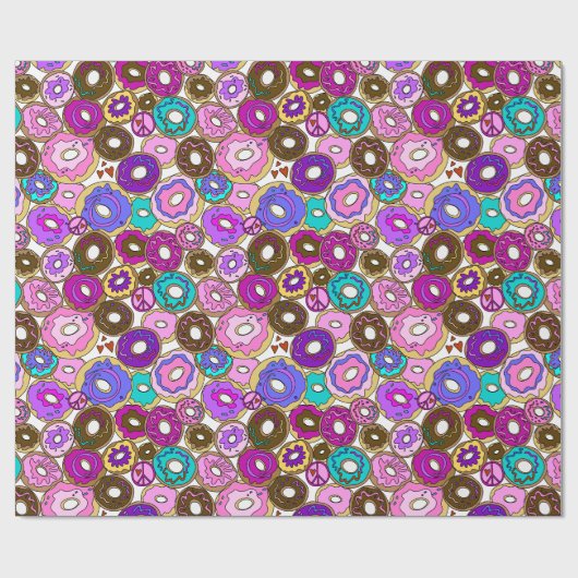 Vrede Liefde en Donuts Cadeaupapier (Vlak)