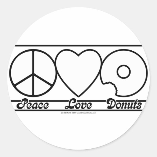 Vrede Liefde en Donuts Ronde Sticker (Voorkant)