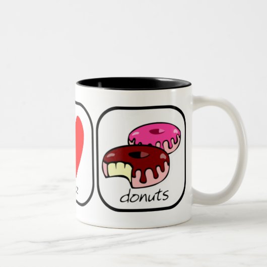 Vrede, liefde en Donuts Tweekleurige Koffiemok (Rechts)