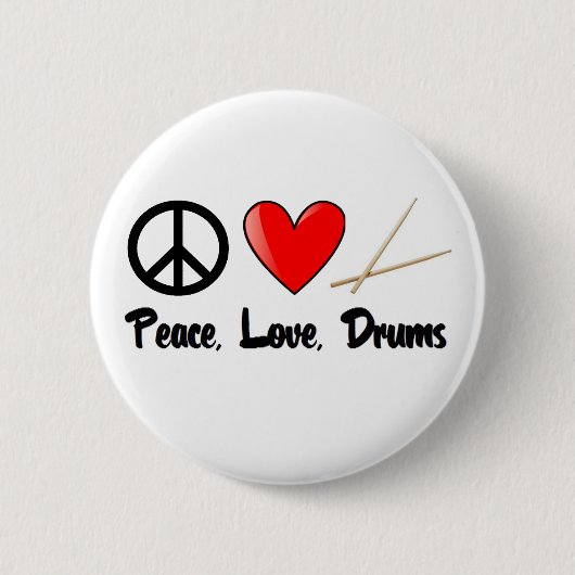 Vrede, liefde en Drums Ronde Button 5,7 Cm (Voorkant)