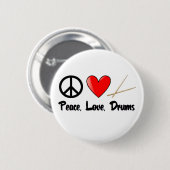 Vrede, liefde en Drums Ronde Button 5,7 Cm (Voorkant /achterkant)