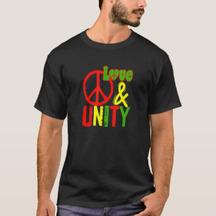 Vrede Liefde en Eenheid Jamaica Reggae Muziek Rast T-shirt