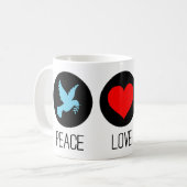 Vrede liefde en eenhoorns koffiemok (Voorkant links)
