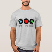 Vrede liefde en eenhoorns t-shirt (Voorkant)