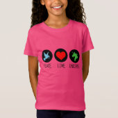 Vrede liefde en eenhoorns t-shirt (Voorkant)