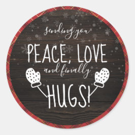 Vrede, liefde en eindelijk knuffels! Rustieke Kers Ronde Sticker