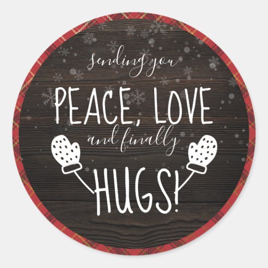 Vrede, liefde en eindelijk knuffels! Rustieke Kers Ronde Sticker (Voorkant)