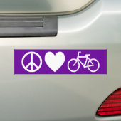 Vrede Liefde en Fietsen Bumpersticker (Op auto)