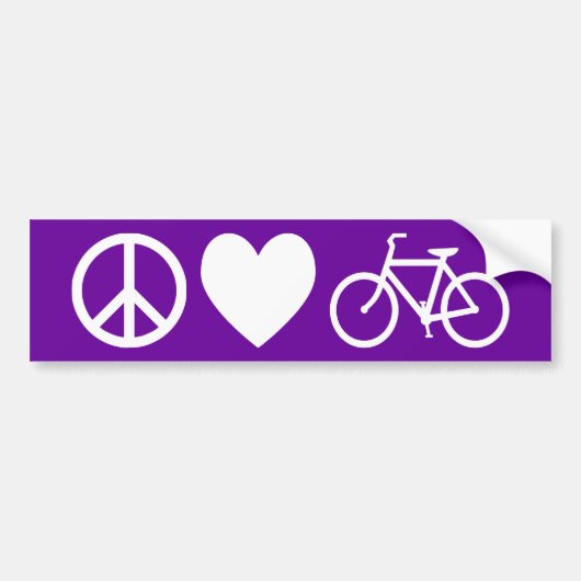 Vrede Liefde en Fietsen Bumpersticker (Voorkant)