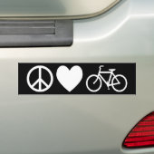 Vrede Liefde en Fietsen Bumpersticker (Op auto)