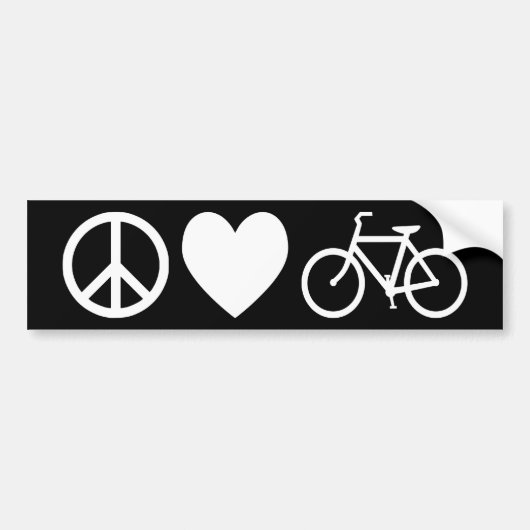 Vrede Liefde en Fietsen Bumpersticker (Voorkant)