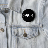 Vrede Liefde en Fietsen Ronde Button 5,7 Cm (In situ)