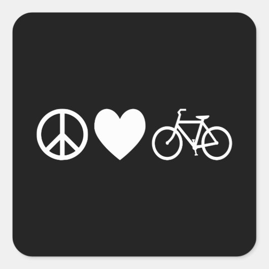 Vrede Liefde en Fietsen Vierkante Sticker (Voorkant)
