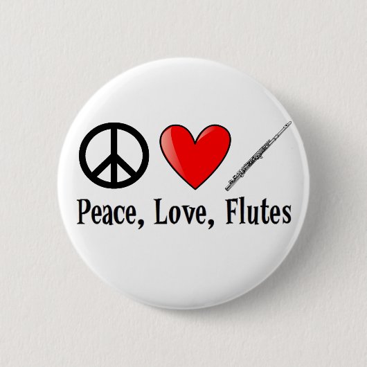 Vrede, Liefde, en Fluiten Ronde Button 5,7 Cm (Voorkant)
